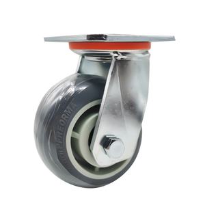 헤비 듀티 4 인치 5 인치 6 인치 8 인치 스틸 사일런트 범용 브레이크 캐스터 휠 그레이 회전 방향 휠 - Product Image 5