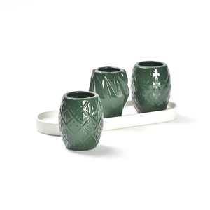 Lot <span class=keywords><strong>de</strong></span> 3 mini pots <span class=keywords><strong>de</strong></span> fleurs en céramique vert noirâtre avec plantes succulentes pour la maison, le jardin ou la décoration intérieure au sol - Product Image 1
