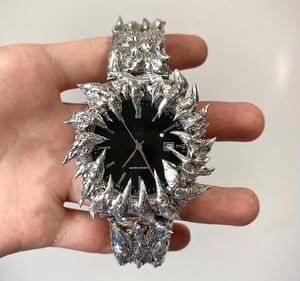 <span class=keywords><strong>Reloj</strong></span> de Acero Inoxidable con Esfera Personalizada, Movimiento de Cuarzo, con Púas de Alabastro <span class=keywords><strong>para</strong></span> <span class=keywords><strong>Hombre</strong></span> y Mujer, Decoración Gótica de Soldadura de Estaño - Product Image 1