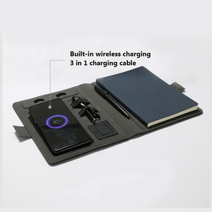 Writing Folder <strong>A4</strong> Conference Folder PU Leather Folder with Power Bank,multifunctional Power Bank <strong>Wallet</strong> Charging <strong>Wallet</strong> - Product Image 5