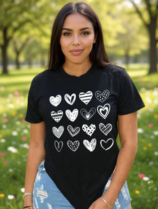 T-Shirt da Donna per San Valentino, Manica Corta con Stampa a Cuore, Stile Casual Moderno, Girocollo, 100% Cotone Jersey, Primavera Estate - Product Image 2