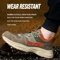 Chaussures de sécurité pour hommes et femmes, élégantes, résistantes aux chocs, anti-perforation, embout en plastique, dessus en peau de porc, légères, été