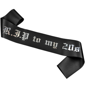 Écharpe RIP à mes <span class=keywords><strong>20</strong></span> ans, Écharpe d'<span class=keywords><strong>anniversaire</strong></span> RIP à mes <span class=keywords><strong>20</strong></span> ans pour fille, pour 30e <span class=keywords><strong>anniversaire</strong></span>, enterrement pour jeune fille, décorations pour 30e <span class=keywords><strong>anniversaire</strong></span> - Product Image 1