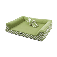 Lit de chien pliable de luxe Aston, amovible, lavable, en éponge douce à carreaux, lit pour animaux de compagnie portable