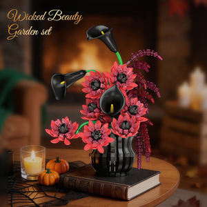 Ensemble de 885 pièces de blocs de construction floraux gothiques sombres, pétales et branches mobiles, décoration intérieure, artisanat artistique DIY, cadeau STEAM pour la vente en gros - Product Image 2