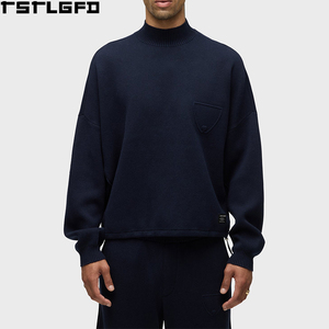 Oem Odm Mock Neck <b>Sweater</b> Men Heavyweight Fine Knit Jumper Charcoal Grey Men'S Hoodies & Sweatshirts Clothing Manufacturers Bulk - Product Image 1