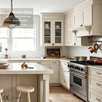 Ensemble d'îlots de cuisine modulaires en bois massif de style farmhouse personnalisé avec évier, finition laquée écologique, garantie de 5 ans