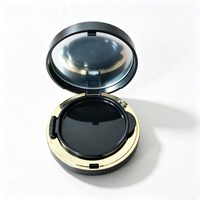 Étui compact cosmétique noir mat durable fait main avec coussin d'air, miroir et récipient intérieur amovible pour BB crème, soins de la peau et outils de maquillage