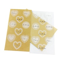 Autocollants transparents ronds en forme de cœur et de nœud en dentelle pour bricolage, cadeau de mariage, 1 feuille/paquet