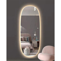 Miroir de salon moderne pleine longueur mural avec éclairage, cadre en alliage d'aluminium, interrupteur tactile intelligent pour barbier