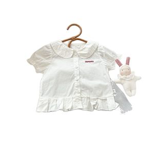 Girls School Style Summer Short Sleeve Shirt And Skirt Set Breathable Thin Fabric For Kids - Product Image 5