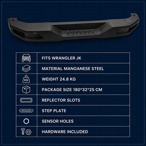 Pare-chocs arrière robuste en acier au manganèse pour Jeep Wrangler JK 2007-<span class=keywords><strong>2018</strong></span>, 10e anniversaire, accessoires tout-terrain 4x4 - Product Image 4
