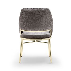 Chaise de salle à manger moderne de luxe en métal Rosse, revêtement en tissu marron, pieds en acier, mobilier pour la maison, Turquie - Product Image 4