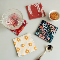 Sous-verre en coton et lin brodé floral, 11 cm carré, épais, isolant thermique, pour tasses à thé et café, décoration de table personnalisée, vente en gros