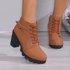Nuevas Botas de Tacón Grueso para Mujer, Otoño, Invierno, Verano, Color Sólido, Hebilla, Impermeables, Ligeras, Tacón Alto, Estilo Caballero - Product Image 2