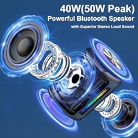 Enceinte portable sans fil PoP Voice en gros, 50W de puissance crête, son stéréo, enceinte de douche, étanche IPX7, avec basses profondes et lumière RVB