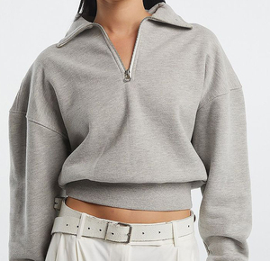 <span class=keywords><strong>Pull</strong></span>-over en molleton épais en coton personnalisé avec logo en gros pour femmes <span class=keywords><strong>Pull</strong></span>-over à demi-zip Sweat-shirts <span class=keywords><strong>Crop</strong></span> <span class=keywords><strong>Top</strong></span> - Product Image 1