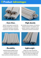 Bande de silicone extrudée sur mesure, résistante à la chaleur, flexible, de forme irrégulière, bande d'étanchéité en caoutchouc de silicone pour l'étanchéité et la protection