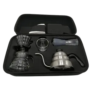 Özel taşınabilir seyahat kahve çay makinesi Deluxe hediye seti alet çantası sert kabuk kahve makinesi seti EVA durumda