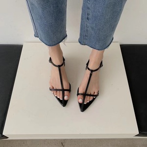 Factory Direct Wholesale Korean Version of Summer Leisure Roman Sandals a Button <b>Pointed</b> Soft <b>Flat</b> Women's Shoes - Product Image 5