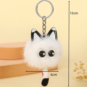 Lindo Llavero de Coche con Colgante de Gato de Peluche de Visón, Bola de Pelo con Ojos de Estrella, Muñeco para Accesorio de Mochila - Product Image 5