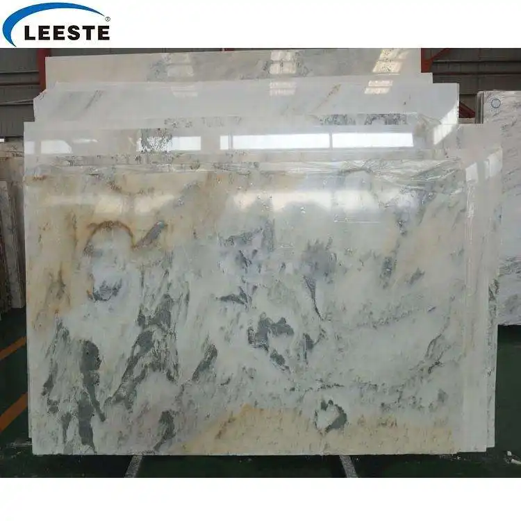 Venta directa de fábrica mármol blanco Bookmatch paisaje pintura azulejo de mármol para fondo de pared