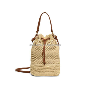 Unisex Eco-Friendly Single Strap <b>Straw</b> Bucket <b>Bag</b> Handmade Woven 1-1.9L Capacity Party Travel Application DAQI Polyester Lining - Product Image 6