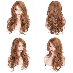 <span class=keywords><strong>Blonde</strong></span> Pruik Van Vrouwen Met Lang Krullend Haar. Trendy Kapsel Met Grote Golven. Fluffy Rose Net Pruik Hoofdband - Product Image 5