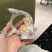 Étui de protection en silicone transparent avec motif floral 3D pour chargeur d'iPhone 11 12 13 14 15, accessoires de protection pour charge rapide 18W-20W