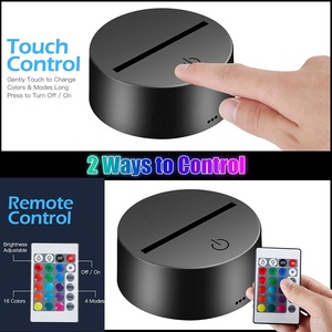 Base de lámpara LED 3D para interiores, <span class=keywords><strong>luz</strong></span> nocturna negra decorativa con pilas AA 3x y fuente de alimentación USB, 16 colores que cambian con Control remoto IF - Product Image 3