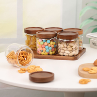 Bocaux de conservation alimentaire en verre borosilicate avec couvercle hermétique en bois d'acacia, récipients à collation écologiques et anti-humidité pour garde-manger de cuisine