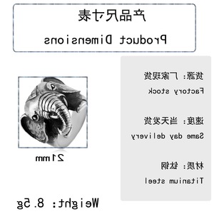 yunnique Men's Elephant Head Stainless Steel <b>Ring</b> <b>Silver</b> Animal Zodiac Jewelry Gift - Product Image 2