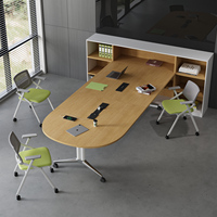 Table de conférence moderne en bois massif, réglable, pliable, écologique, de forme oblongue, mobilier de bureau, bureau à domicile, garantie de 5 ans