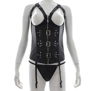 Bondage women's equipment flirting clothing sexy leather clothes fetish sexy leather latex clothes
