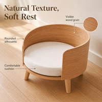 Lit pour chat en bois massif de qualité supérieure, moderne, avec coussin, écologique, durable, confortable, meubles de salon (emballage en carton)