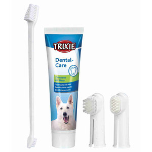 Pasta de dientes Trixie Dental Care con menta para perros y juego de cepillos de dedo - Product Image 1