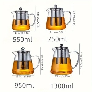 Bộ ấm trà thủy tinh borosilicat cao cấp với nắp thép không gỉ & bộ lọc trà Kung Fu, ấm trà & ấm đun nước có lưới lọc trà - Product Image 3