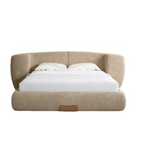 Lit plateforme en bois de hêtre surdimensionné de luxe, style moderne, avec dossier capitonné et rembourré, taille Queen, avec garantie de 10 ans