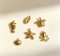 Pendentif YwXS plaqué or 3D, motif océan (hippocampe, étoile de mer, tortue, coquille, pieuvre) pour la création de bijoux DIY