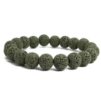 Vente chaude en gros personnalisé 6/8/10mm 5A Bracelet en pierre volcanique naturel couleur mélangée perle de lave hommes Bracelet pour Couple