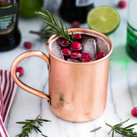 Bouteille isotherme Moscow Mule en acier inoxydable 304 de style moderne, gravée, avec poignée en cuivre martelé, cadeaux d'affaires portables