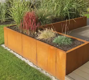Pots à fleurs au design moderne, jardinières en acier corten, résistantes aux intempéries - Product Image 1