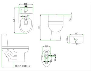Inodoro de Cerámica para Baño, Sanitario, Inodoro con Descarga Sifónica, Inodoro de Una Pieza, Oferta - Product Image 5