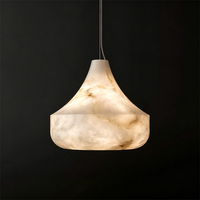 Suspension moderne en albâtre naturel blanc chaud, style Wabi Sabi, pour hôtel et villa, avec LED et IRC élevé 90