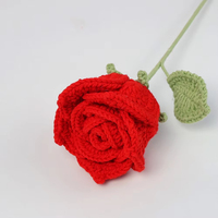 Bunga Mawar Thailand Kecil Buatan Tangan dari Benang Wol, Bunga Buatan untuk Rangkaian Bunga, Hadiah Hari Valentine