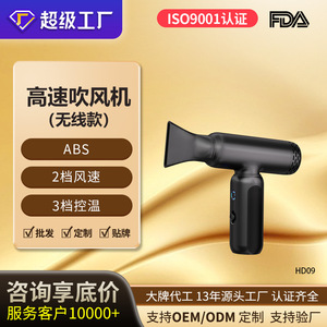 Cordless Hair Dryer HD09 Battery Powered DC Motor Black Mini Portable Blower For Outdoor Use - Product Image 2
