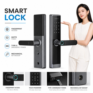 Turkish 6085 Mortise Smart Fingerprint Handle Lock | Luxury Remote Control <strong>Digital</strong> Lock for Wooden Interior <strong>Doors</strong>, High Quality - Product Image 1