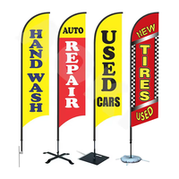 Kit de mât de drapeau en plumes double face pour publicité extérieure personnalisée bannières de plage de base pneus neufs drapeaux de plumes usagés