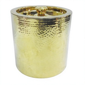 Cubo de Hielo de Acero Inoxidable Martillado de 3 Cuartos de Galón con Acabado Dorado, Utensilio de Bar para Restaurantes y Hogares, Enfriador de Bebidas Duradero y Elegante de Primera Calidad - Product Image 1