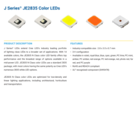 LED SMD 2835 série J JE2835 BLEU ROYAL 450nm Diode 3V 0.5W JE2835ARY-N-0002A0000-N0000001 Ra80 Angle de vision 120° Garantie 3 ans